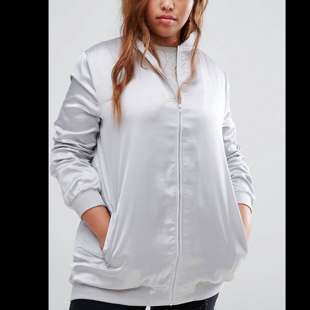 Silver  bomber jacket